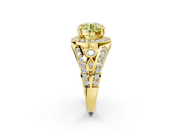 Yellow Gold Round Hidden Halo Split Shank Engagement Ring Setting for Fancy Yellow Center