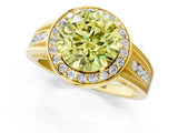 Yellow gold Fancy Yellow Round Cut Diamond Halo Ring with Split Shank and Bezel Accents and Prong Setting_1