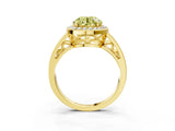 Yellow gold Fancy Yellow Round Cut Diamond Halo Ring with Split Shank and Bezel Accents and Prong Setting_3
