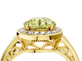 Yellow gold Fancy Yellow Round Cut Diamond Halo Ring with Split Shank and Bezel Accents and Prong Setting_4