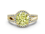 Yellow gold Fancy Yellow Round Cut Diamond Halo Split Shank Engagement Ring_39