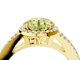 Yellow gold Fancy Yellow Round Cut Diamond Halo Split Shank Engagement Ring_43