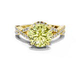 Yellow gold Fancy Yellow Round Cut Diamond  Halo Twist Band Solitaire Prong Setting Ring_36