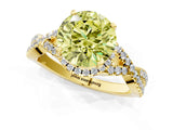 Yellow gold Fancy Yellow Round Cut Diamond  Halo Twist Band Solitaire Prong Setting Ring_37