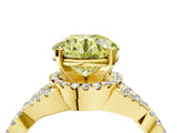 Yellow gold Fancy Yellow Round Cut Diamond  Halo Twist Band Solitaire Prong Setting Ring_40