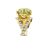 Yellow gold Fancy Yellow Round Cut Diamond  Halo Twist Band Solitaire Prong Setting Ring_41