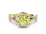Yellow gold Fancy Yellow Round Cut Diamond  Halo Twist Band Solitaire Prong Setting Ring_42