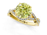Yellow gold Fancy Yellow Round Cut Diamond  Halo Twist Band Solitaire Prong Setting Ring_43