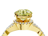 Yellow gold Fancy Yellow Round Cut Diamond  Halo Twist Band Solitaire Prong Setting Ring_46