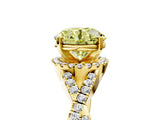 Yellow gold Fancy Yellow Round Cut Diamond  Halo Twist Band Solitaire Prong Setting Ring_47