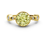 Yellow gold Fancy Yellow Round  Cut Diamond Milgrain Marquise Band with Prong Setting_3