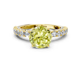 Yellow gold Fancy Yellow Round Cut Diamond Pavé Band Solitaire Ring with Prong Setting_17