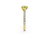 Yellow gold Fancy Yellow Round Cut Diamond Pavé Band Solitaire Ring with Prong Setting_19