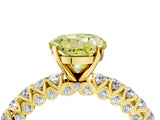 Yellow gold Fancy Yellow Round Cut Diamond Pavé Band Solitaire Ring with Prong Setting_21