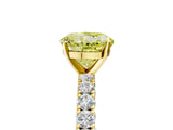 Yellow gold Fancy Yellow Round Cut Diamond Pavé Band Solitaire Ring with Prong Setting_22