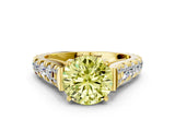 Yellow gold Fancy Yellow Round  Cut Diamond Pavé Band Solitaire with Four-Prong Setting_15