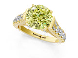 Yellow gold Fancy Yellow Round  Cut Diamond Pavé Band Solitaire with Four-Prong Setting_16