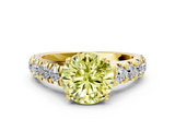 Yellow gold Fancy Yellow Round  Cut Diamond Pavé Band Solitaire with Four-Prong Setting_3