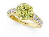 Yellow gold Fancy Yellow Round  Cut Diamond Pavé Band Solitaire with Four-Prong Setting_4