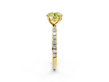 Yellow gold Fancy Yellow Round  Cut Diamond Pavé Band Solitaire with Four-Prong Setting_5