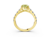 Yellow gold Fancy Yellow Round  Cut Diamond Pavé Band Solitaire with Four-Prong Setting_6