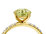 Yellow gold Fancy Yellow Round  Cut Diamond Pavé Band Solitaire with Four-Prong Setting_7