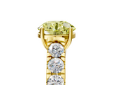 Yellow gold Fancy Yellow Round  Cut Diamond Pavé Band Solitaire with Four-Prong Setting_8