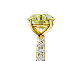 Yellow gold Fancy Yellow Round  Cut Diamond Pavé Band Solitaire with Four-Prong Setting_8
