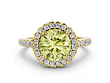 Yellow gold Fancy Yellow Round Cut Diamond Pavé Halo Ring with Four-Prong Setting_17