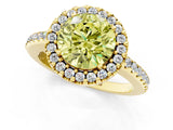 Yellow gold Fancy Yellow Round Cut Diamond Pavé Halo Ring with Four-Prong Setting_18