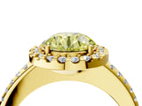 Yellow gold Fancy Yellow Round Cut Diamond Pavé Halo Ring with Four-Prong Setting_21