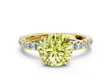 Yellow gold Fancy Yellow Round Cut Diamond Pavé Solitaire Engagement Ring with Four-Prong Setting_17