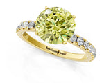 Yellow gold Fancy Yellow Round Cut Diamond Pavé Solitaire Engagement Ring with Four-Prong Setting_18