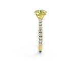 Yellow gold Fancy Yellow Round Cut Diamond Pavé Solitaire Engagement Ring with Four-Prong Setting_19