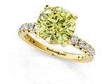 Yellow gold Fancy Yellow Round Cut Diamond Pavé Solitaire Ring with Round Band and Prong Setting_13