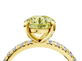 Yellow gold Fancy Yellow Round Cut Diamond Pavé Solitaire Ring with Round Band and Prong Setting_16