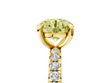 Yellow gold Fancy Yellow Round Cut Diamond Pavé Solitaire Ring with Round Band and Prong Setting_17