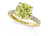 Yellow gold Fancy Yellow Round Cut Diamond Pavé Solitaire Ring with Round Band and Prong Setting_25