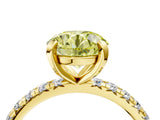 Yellow gold Fancy Yellow Round Cut Diamond Pavé Solitaire Ring with Round Band and Prong Setting_28