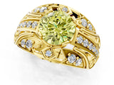 Yellow gold Fancy Yellow Round Cut Diamond Pave Art Deco Split Shank Ring with Four-Prong Setting_1