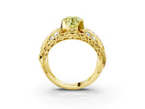 Yellow gold Fancy Yellow Round Cut Diamond Pave Art Deco Split Shank Ring with Four-Prong Setting_3