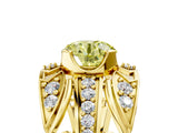 Yellow gold Fancy Yellow Round Cut Diamond Pave Art Deco Split Shank Ring with Four-Prong Setting_5