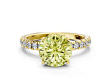 Yellow gold Fancy Yellow Round Cut Diamond Pave Band Solitaire Ring with Four-Prong Setting_18