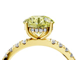 Yellow gold Fancy Yellow Round Cut Diamond Pave Band Solitaire Ring with Four-Prong Setting_22