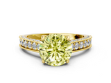 Yellow gold Fancy Yellow Round  Cut Diamond Pave Band with Four-Prong Setting