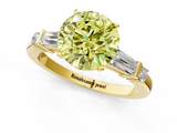 Yellow gold Fancy Yellow Round  Cut Diamond Ring with Baguette Side Stones, Channel Set Band, and Four-Prong Setting_1
