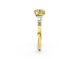 Yellow gold Fancy Yellow Round  Cut Diamond Ring with Baguette Side Stones, Channel Set Band, and Four-Prong Setting_2
