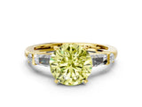 Yellow gold Fancy Yellow Round  Cut Diamond Ring with Baguette Side Stones, Channel Set Band, and Four-Prong Setting_36