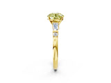 Yellow gold Fancy Yellow Round  Cut Diamond Ring with Baguette Side Stones, Channel Set Band, and Four-Prong Setting_38