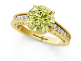 Yellow gold Fancy Yellow Round Cut Diamond Ring with Milgrain Pavé Band and Four-Prong Setting_21